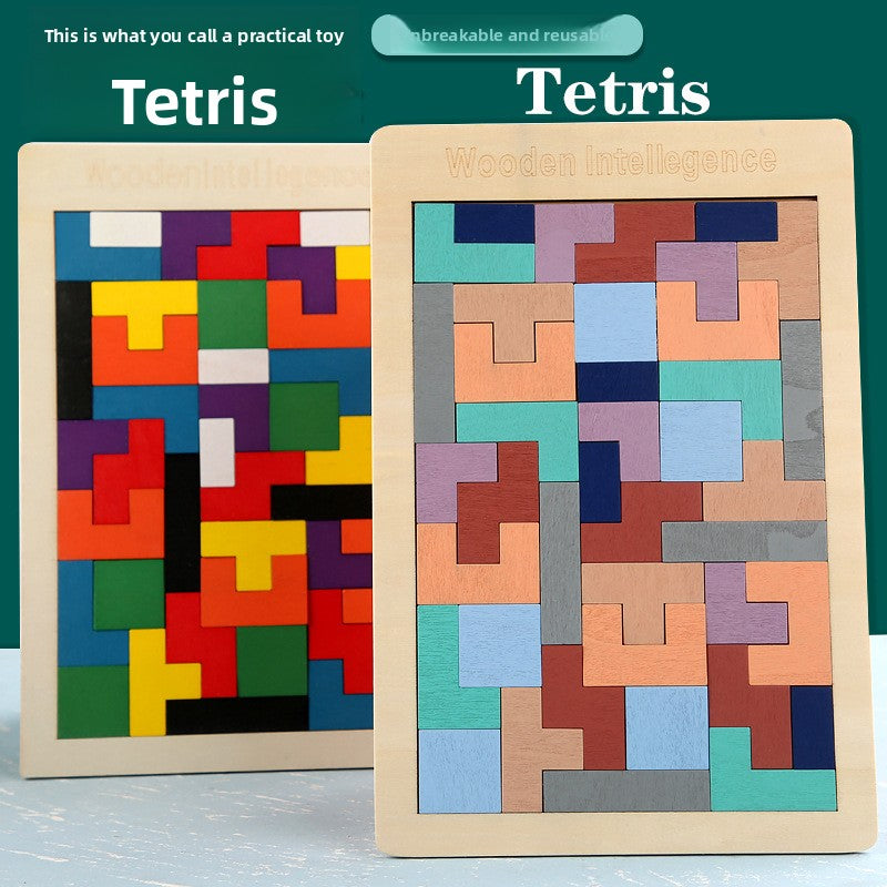 Wooden Russian Tetris puzzle board