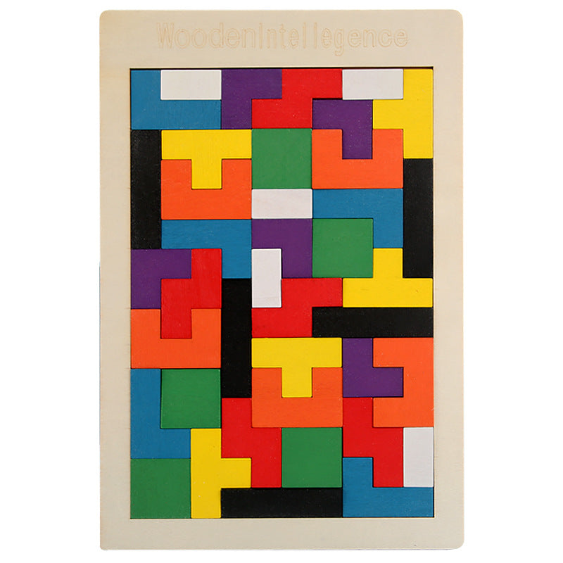 Wooden Russian Tetris puzzle board